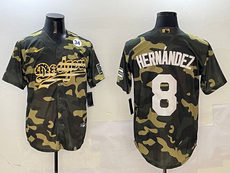 Men Los Angeles Dodgers #8 Hernandez Camo Joint Name 2025 Nike MLB Jersey style 6